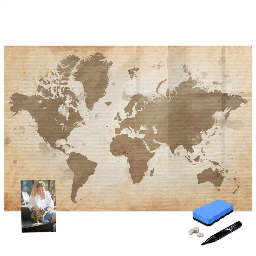 Tableau magnétique carte du monde illustrée pour enfants