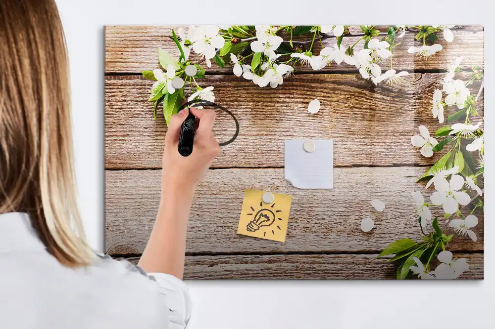 Tableau magnétique en bois à motif floral