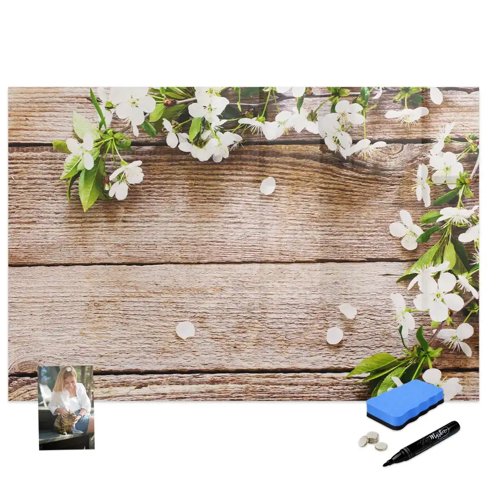 Tableau magnétique en bois à motif floral