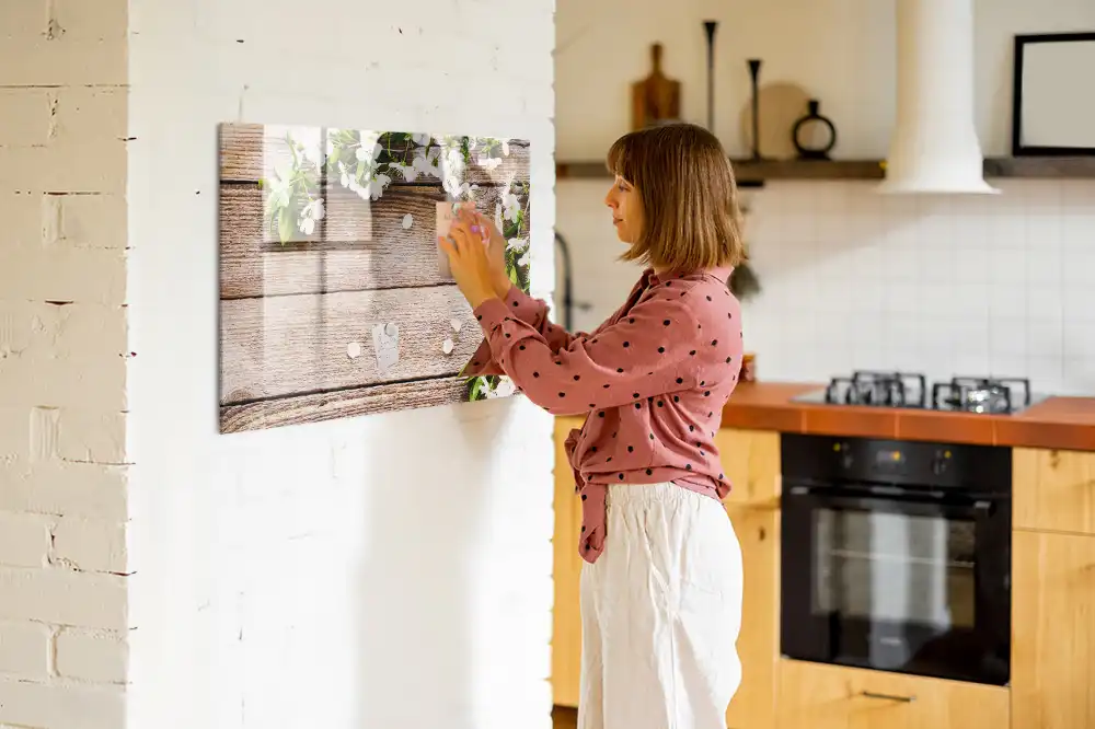 Tableau magnétique en bois à motif floral