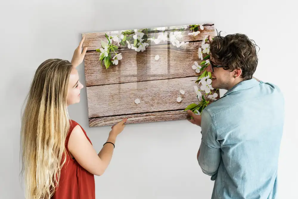 Tableau magnétique en bois à motif floral