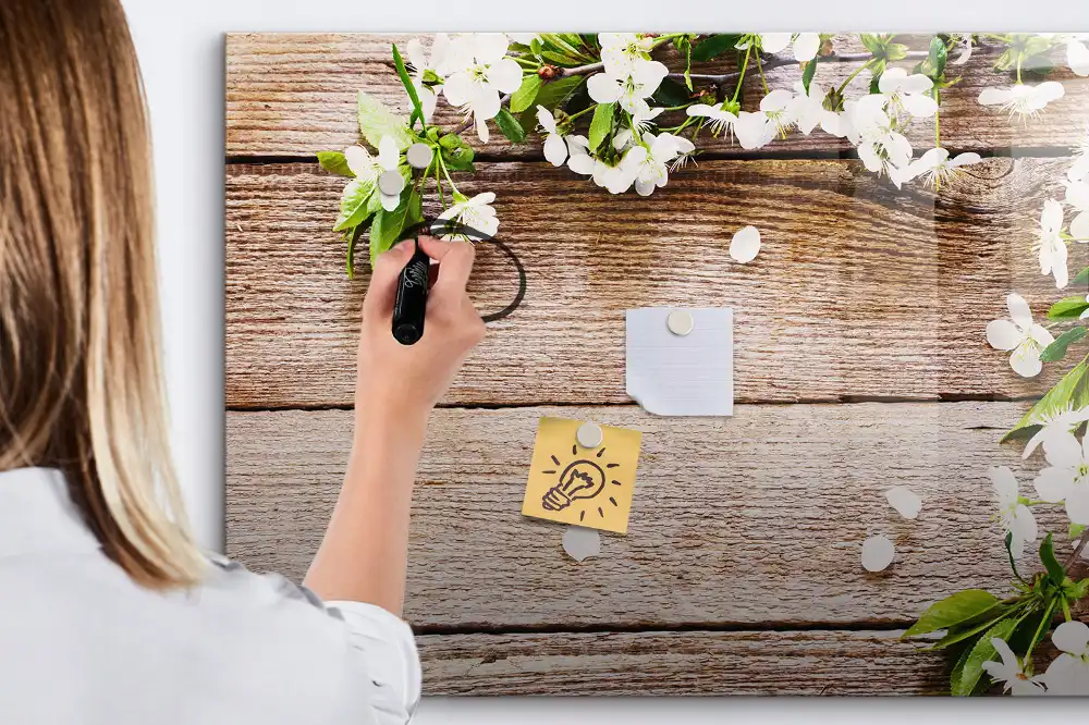 Tableau magnétique en bois à motif floral