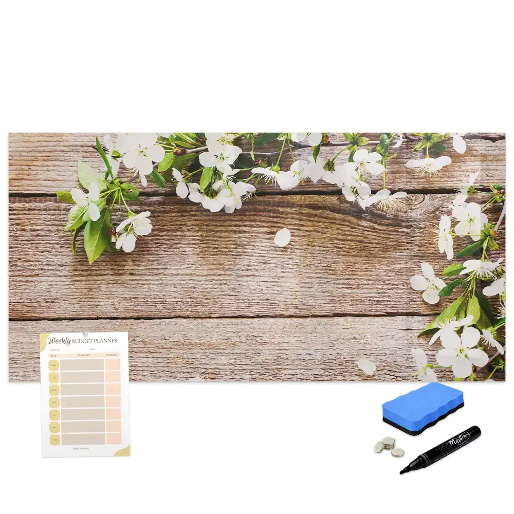 Tableau magnétique en bois à motif floral