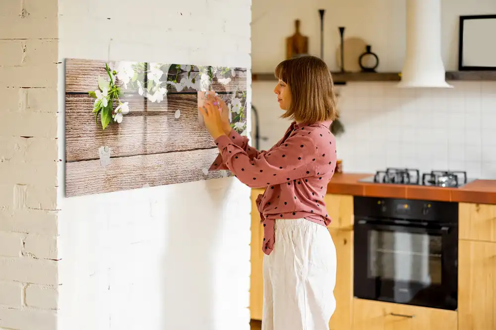 Tableau magnétique en bois à motif floral