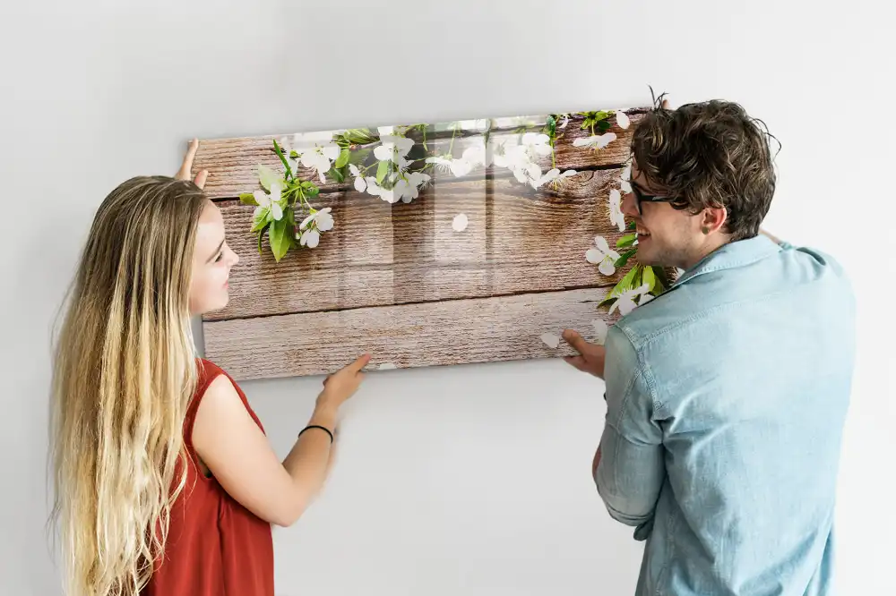 Tableau magnétique en bois à motif floral