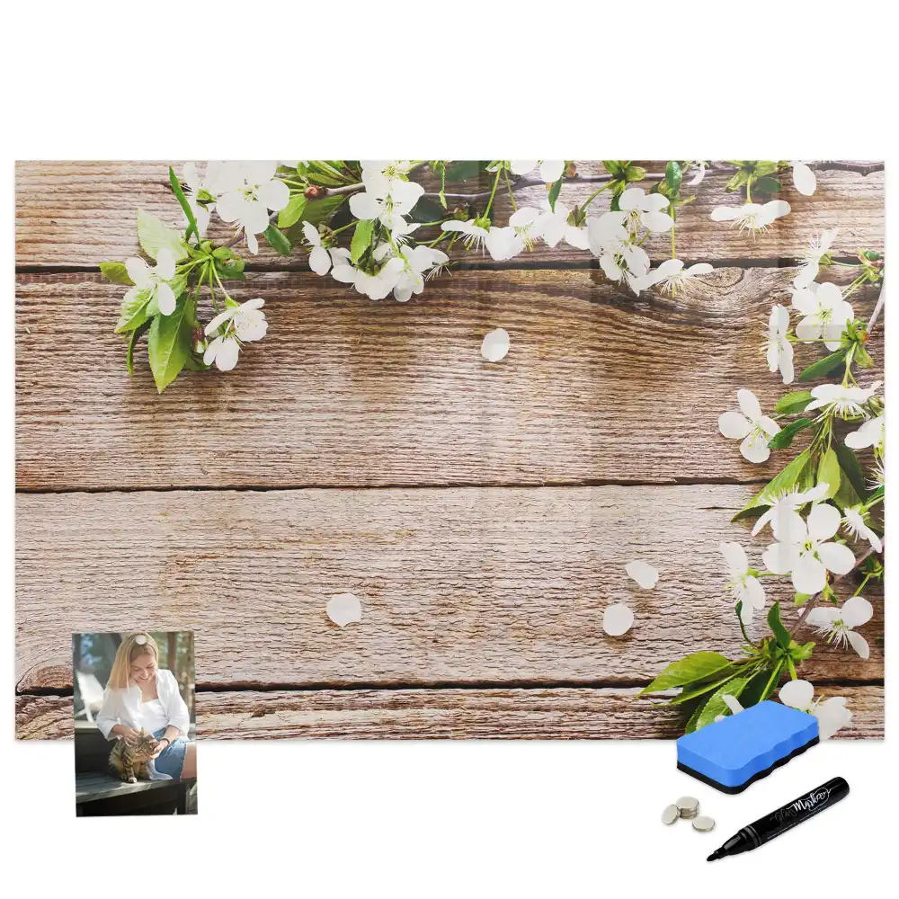 Tableau magnétique en bois à motif floral