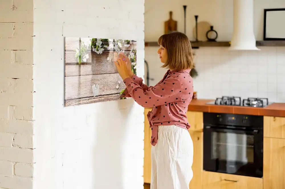 Tableau magnétique en bois à motif floral