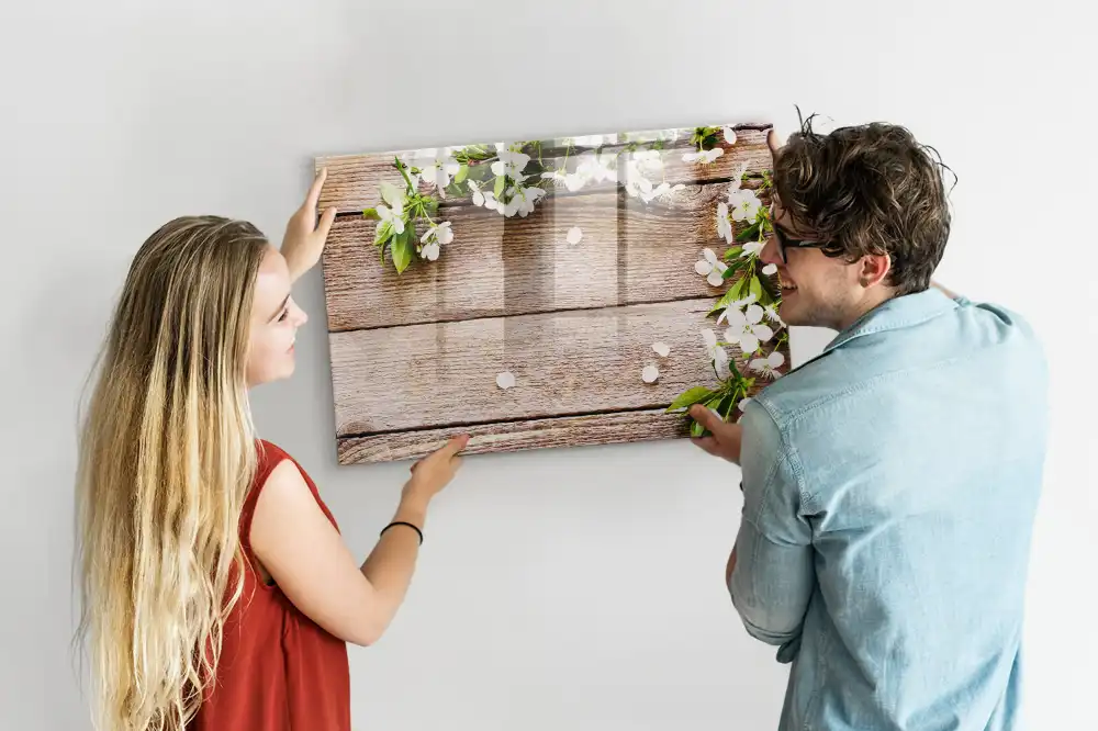 Tableau magnétique en bois à motif floral