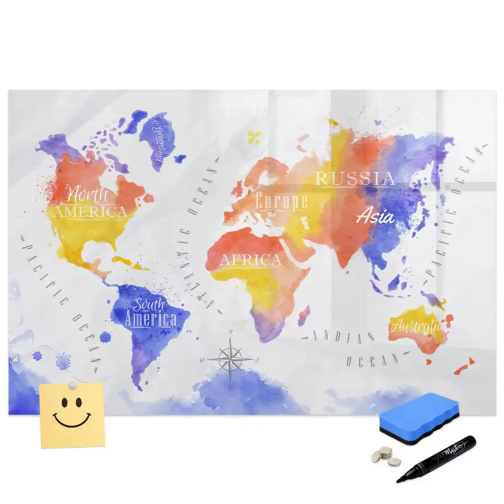 Tableau magnétique artistique carte du monde à dessiner