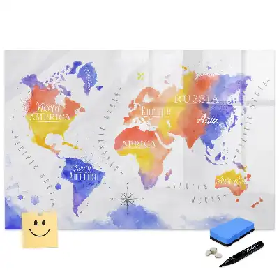 Tableau magnétique artistique carte du monde à dessiner