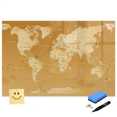 Tableau blanc magnétique effaçable à sec avec carte du monde moderne
