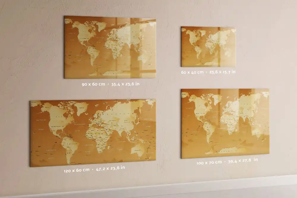 Tableau blanc magnétique effaçable à sec avec carte du monde moderne
