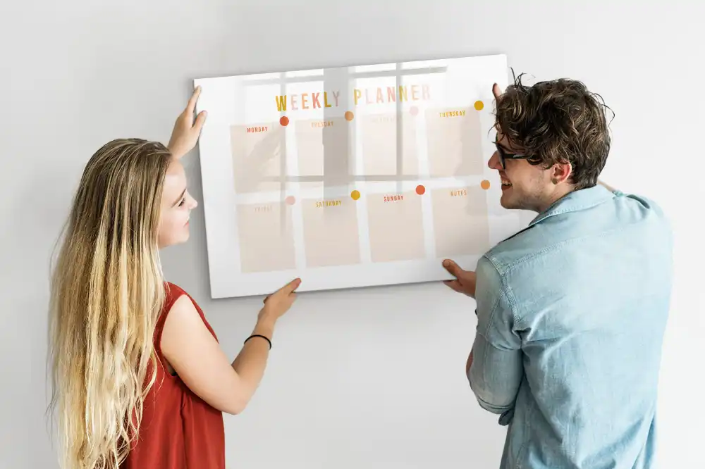 Tableau magnétique hebdomadaire pour organisation du temps de travail