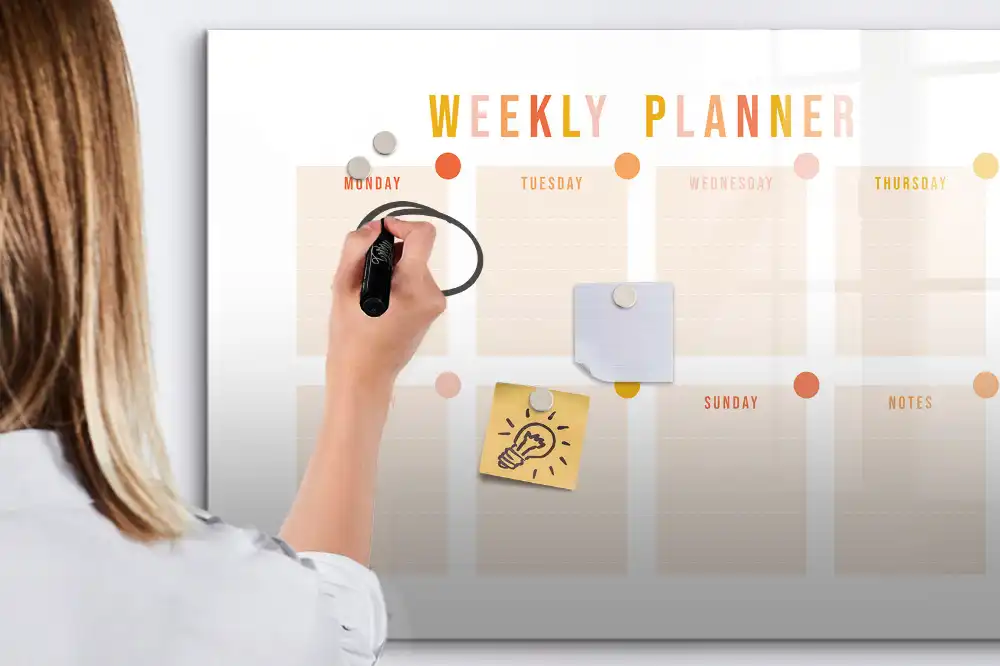 Tableau magnétique hebdomadaire pour organisation du temps de travail