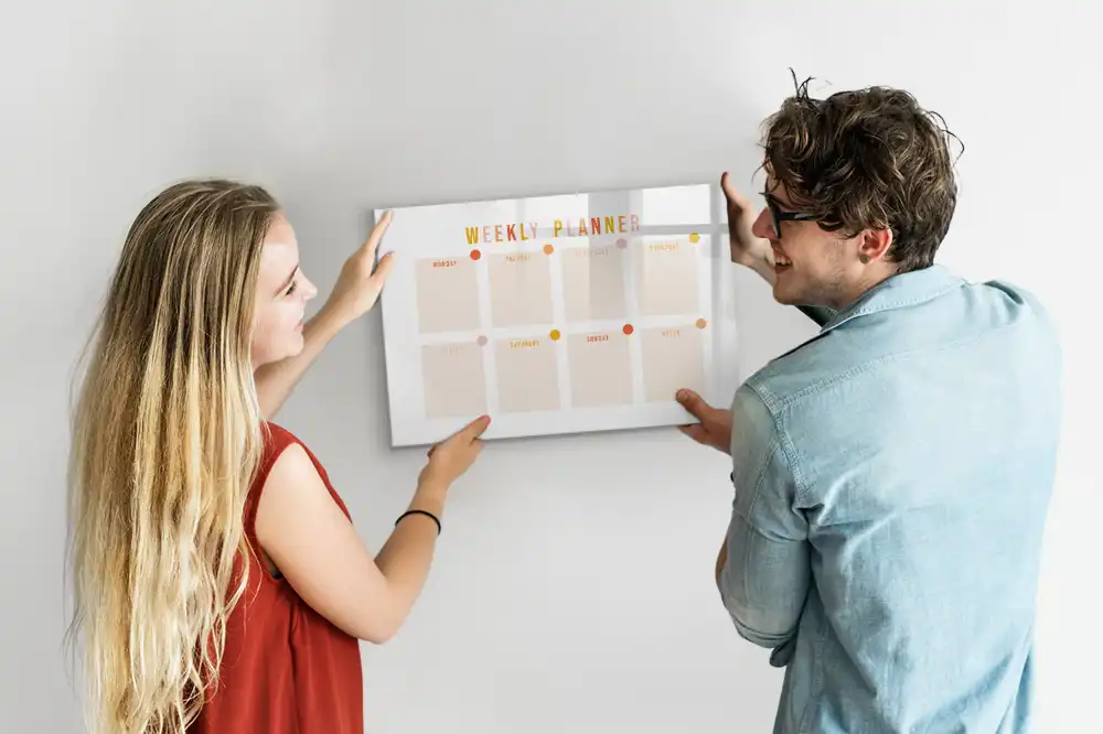 Tableau magnétique hebdomadaire pour organisation du temps de travail