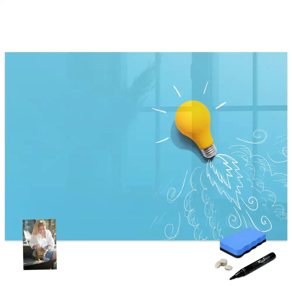Tableau blanc magnétique effaçable à sec avec motif ampoule d'idées