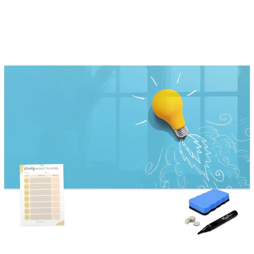 Tableau blanc magnétique effaçable à sec avec motif ampoule d'idées