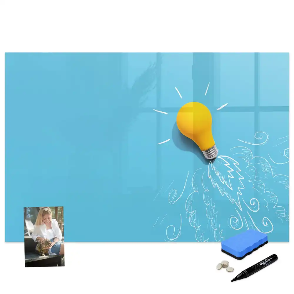 Tableau blanc magnétique effaçable à sec avec motif ampoule d'idées