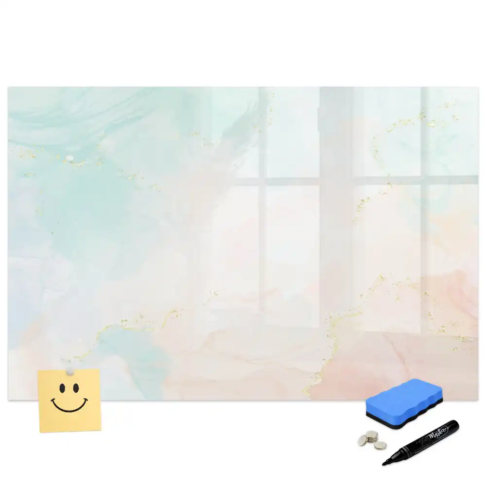 Tableau magnétique à dessiner motif marbre avec aquarelles pastel