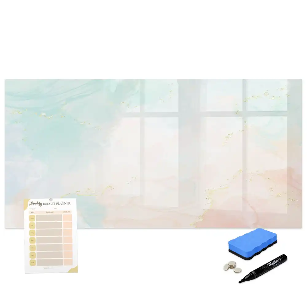 Tableau magnétique à dessiner motif marbre avec aquarelles pastel