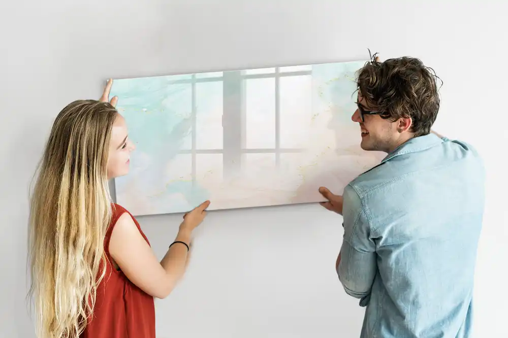 Tableau magnétique à dessiner motif marbre avec aquarelles pastel
