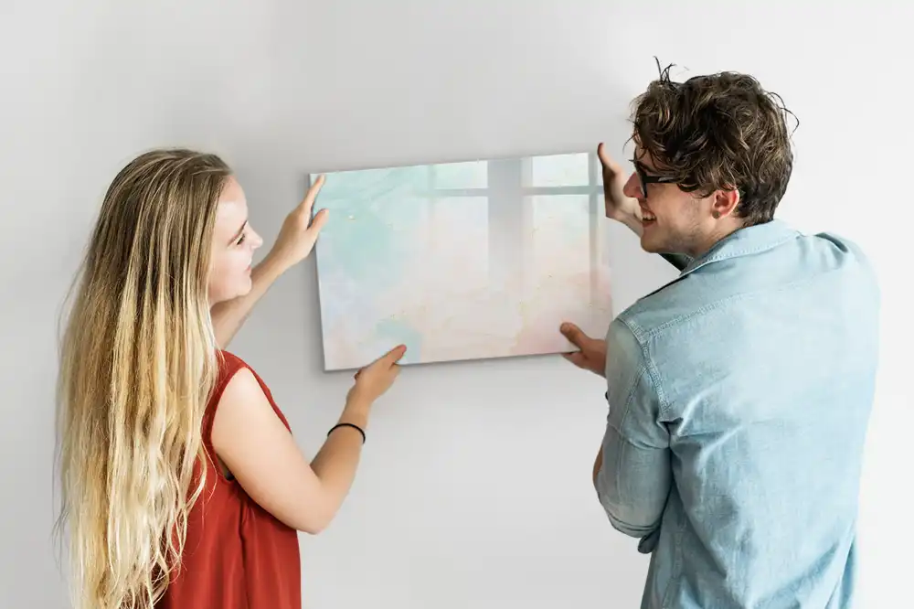 Tableau magnétique à dessiner motif marbre avec aquarelles pastel