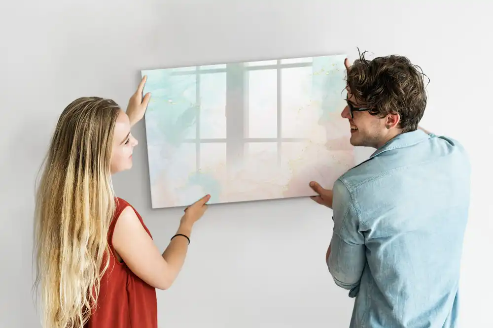 Tableau magnétique à dessiner motif marbre avec aquarelles pastel
