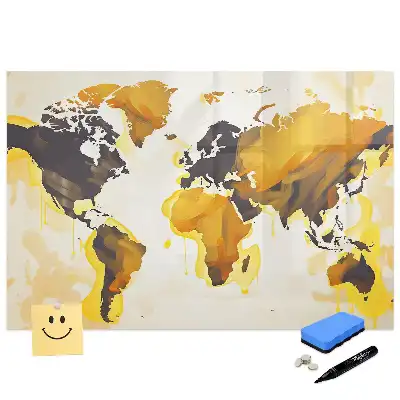 Tableau blanc magnétique effaçable à sec avec motif abstrait du monde