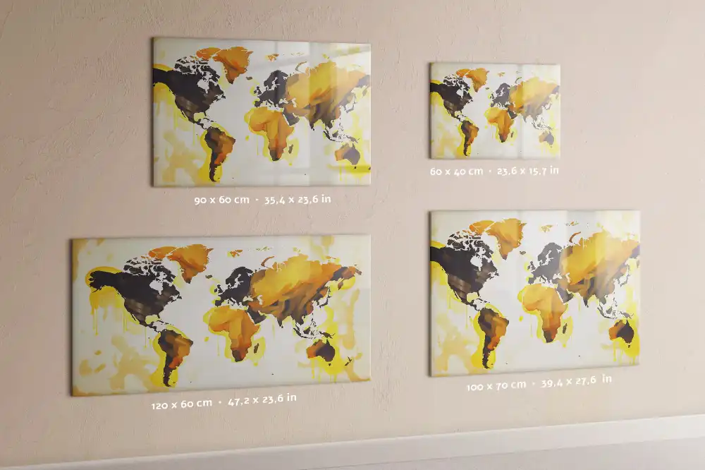 Tableau blanc magnétique effaçable à sec avec motif abstrait du monde