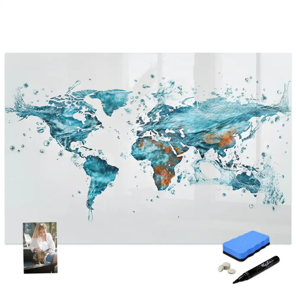 Tableau magnétique effaçable en forme de mappemonde