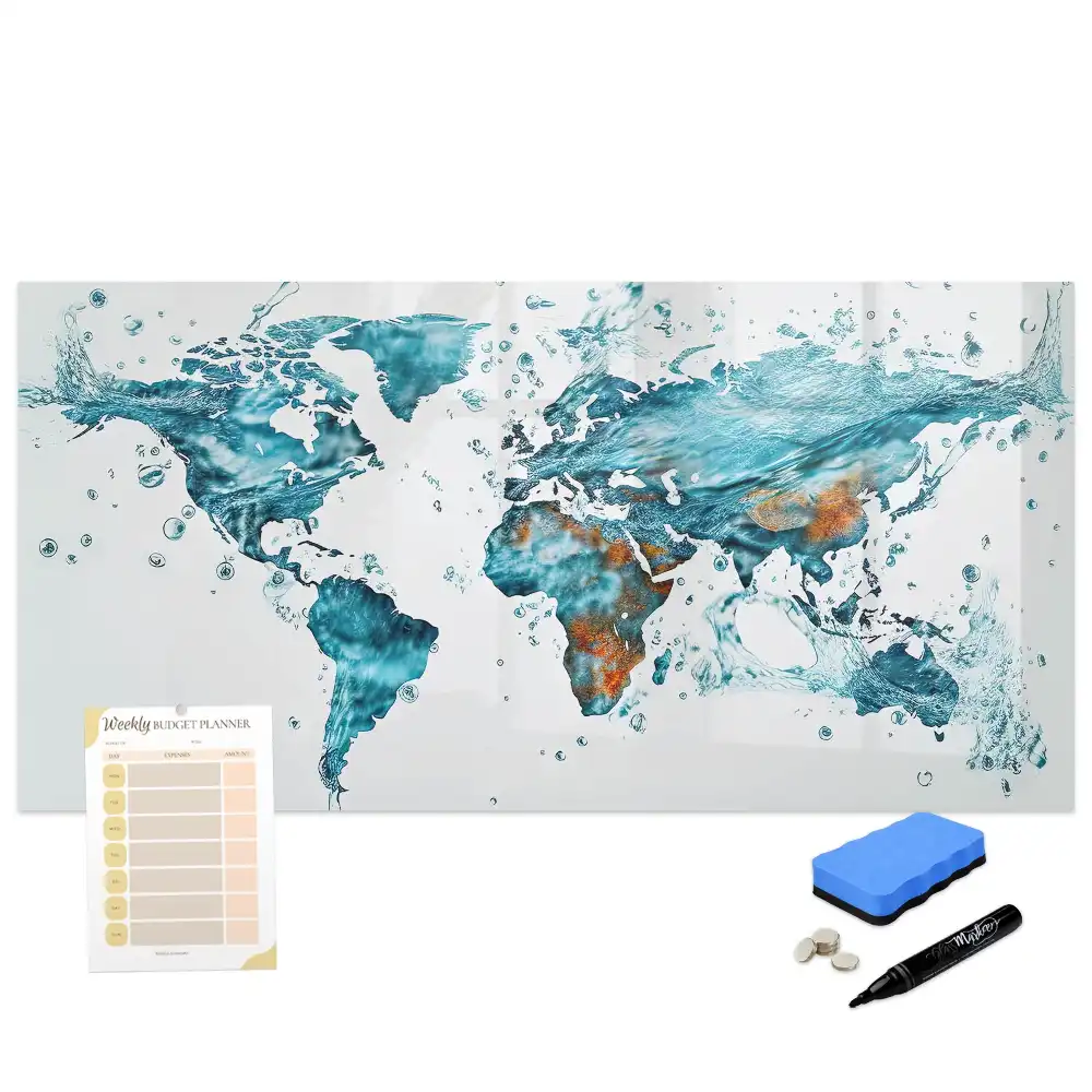 Tableau magnétique effaçable en forme de mappemonde
