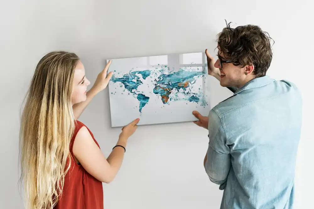 Tableau magnétique effaçable en forme de mappemonde