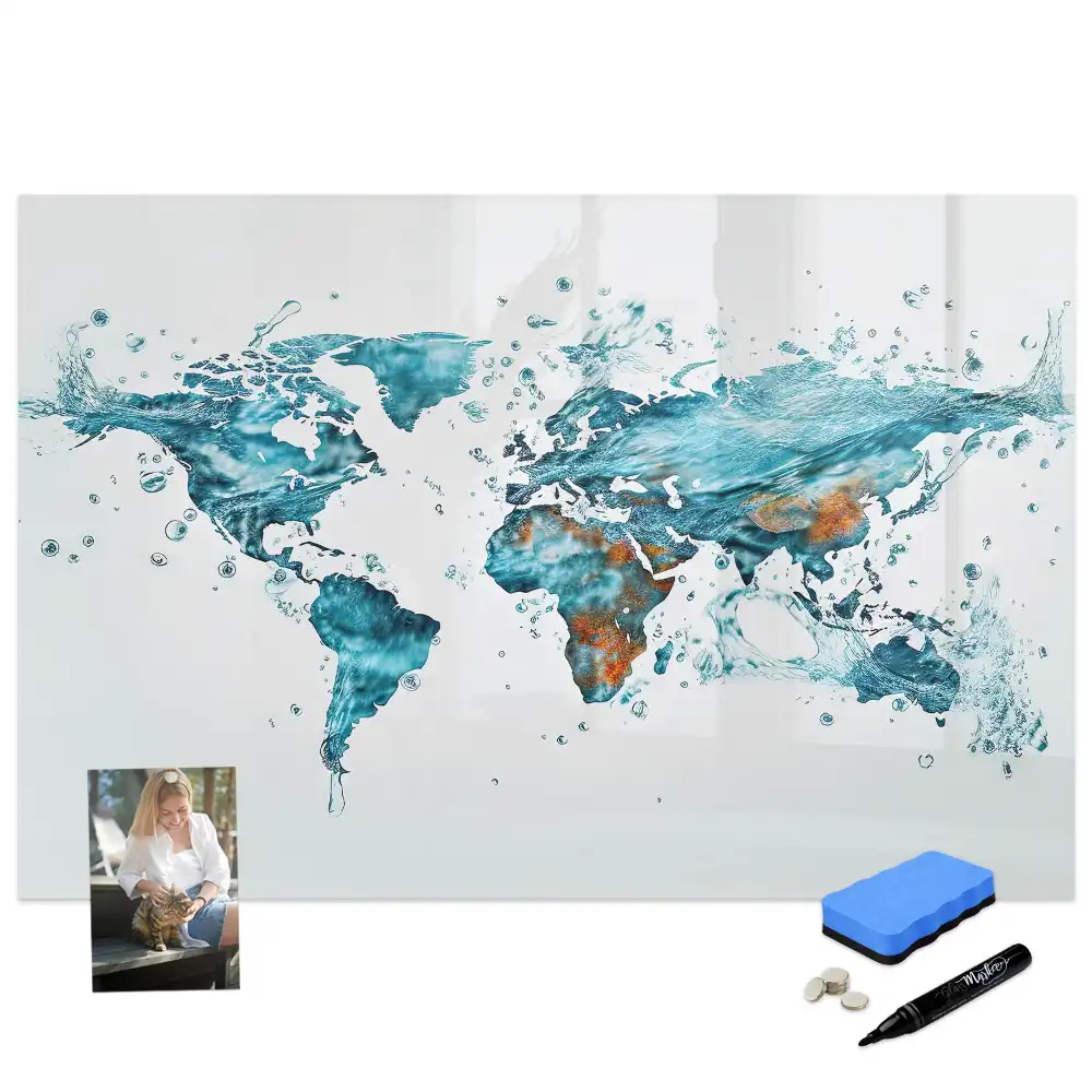 Tableau magnétique effaçable en forme de mappemonde