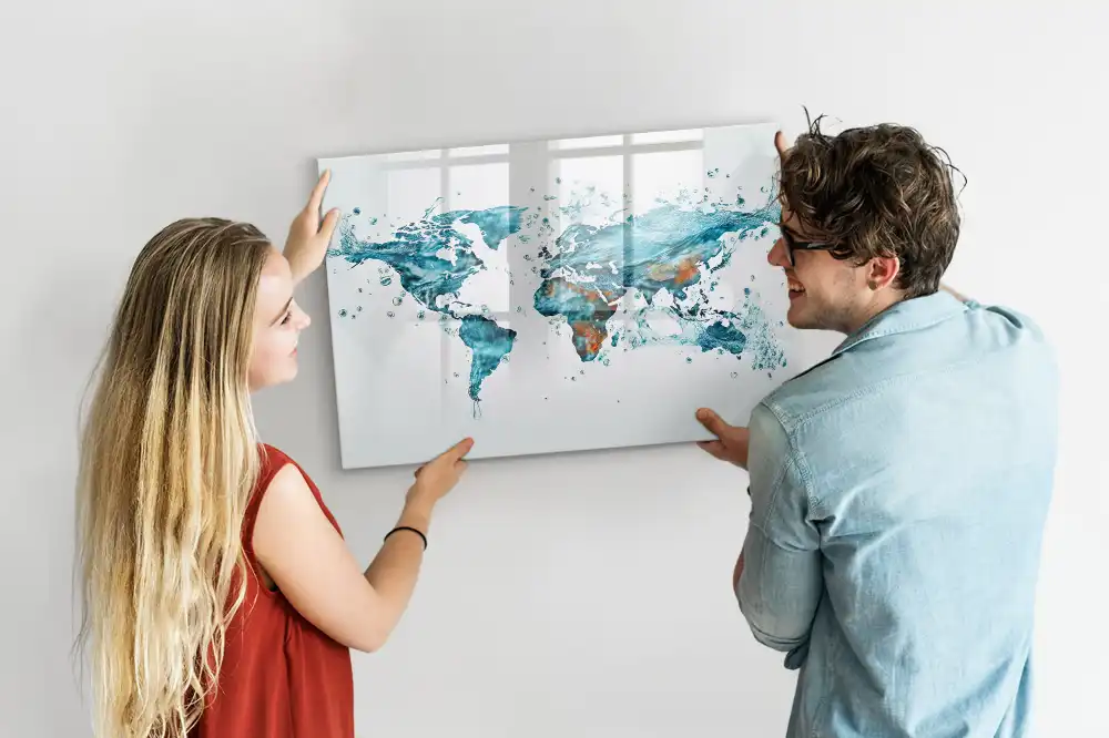 Tableau magnétique effaçable en forme de mappemonde