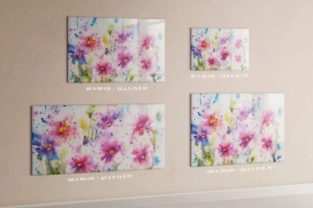 Tableau blanc magnétique effaçable à sec à motif de fleurs peintes sur toile