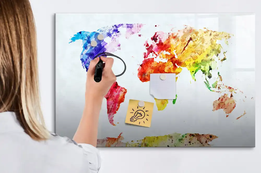Tableau magnétique carte du monde à dessiner