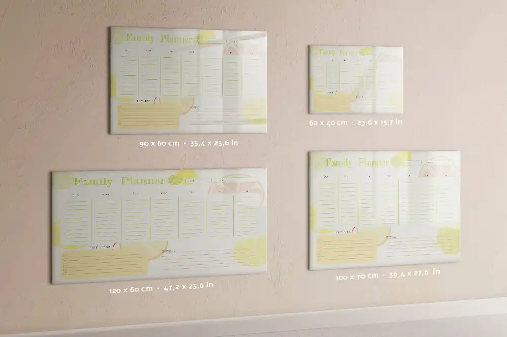 Tableau blanc magnétique effaçable à sec avec organisateur familial