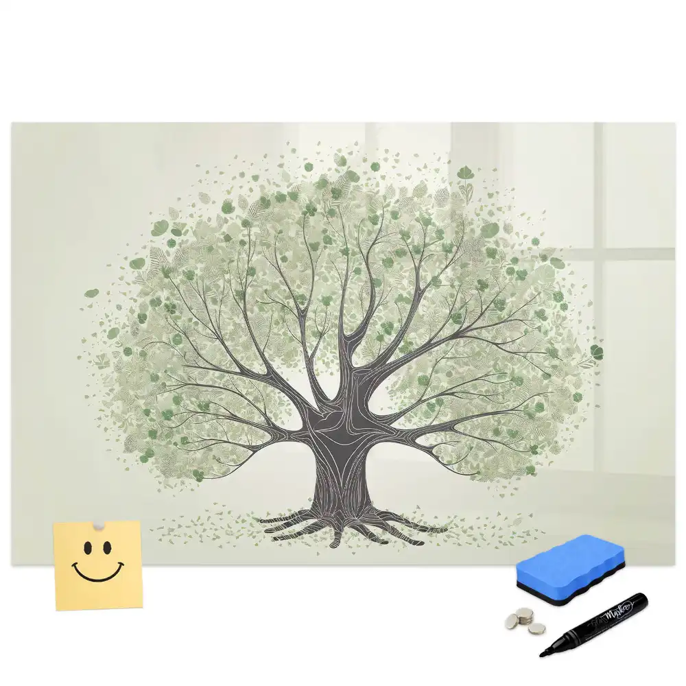 Tableau magnétique à dessiner motif arbre vert