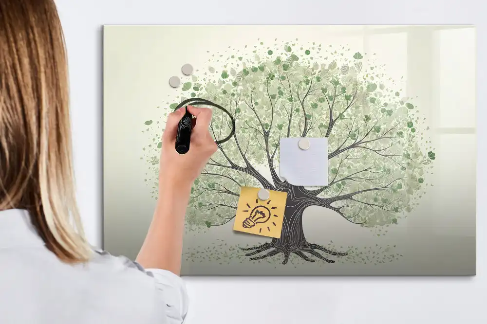 Tableau magnétique à dessiner motif arbre vert