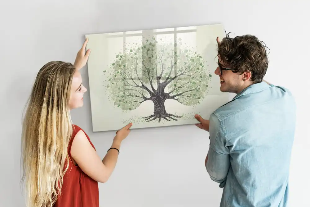 Tableau magnétique à dessiner motif arbre vert