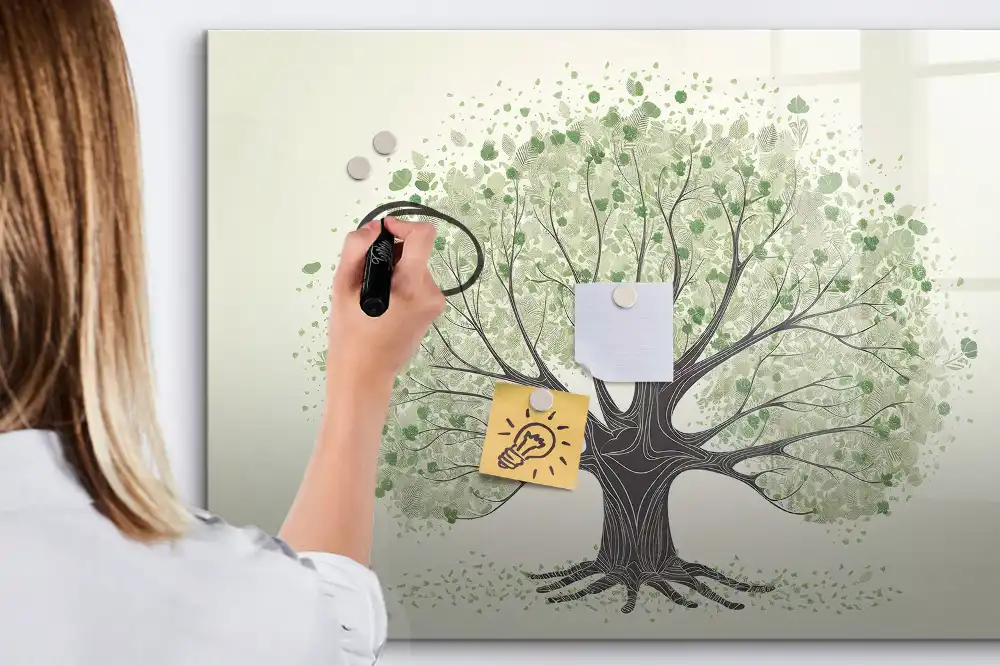 Tableau magnétique à dessiner motif arbre vert
