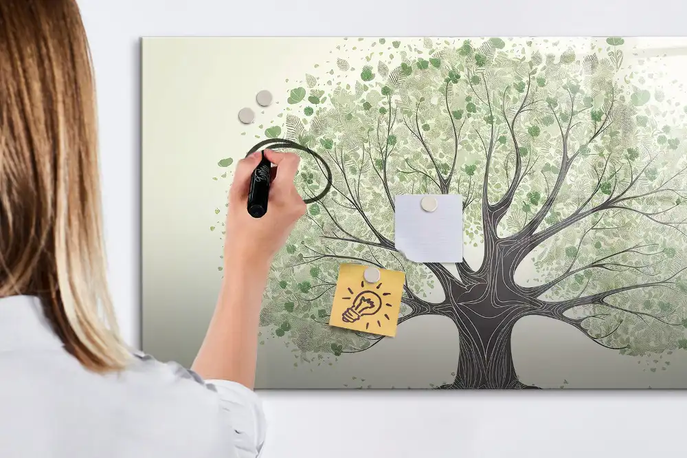 Tableau magnétique à dessiner motif arbre vert