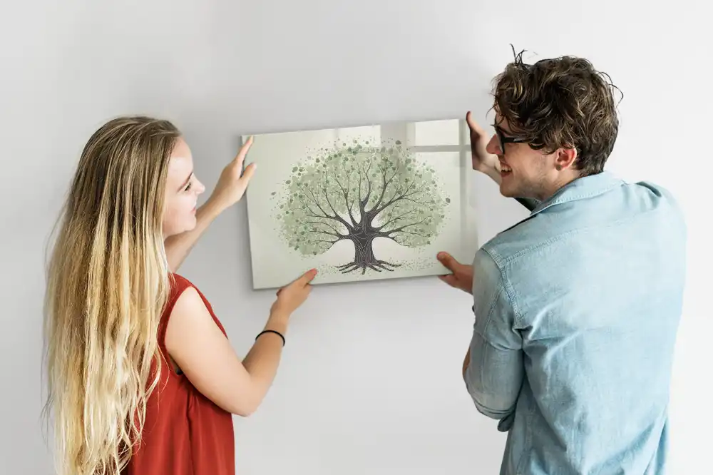 Tableau magnétique à dessiner motif arbre vert