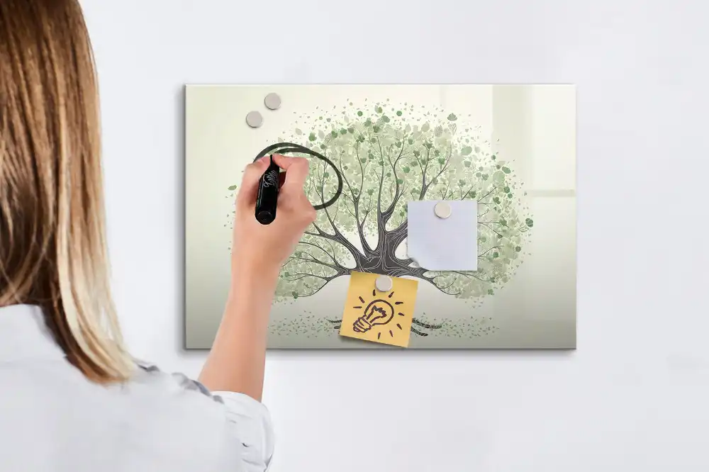Tableau magnétique à dessiner motif arbre vert