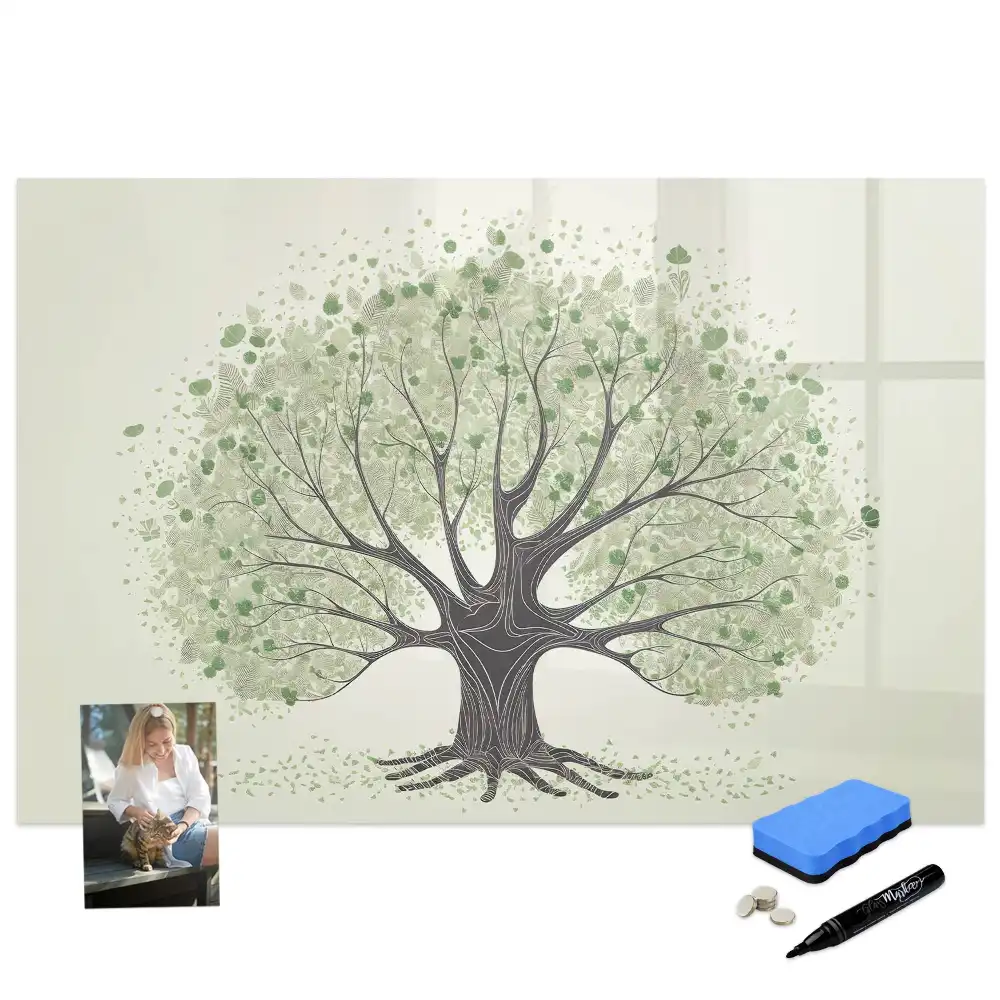 Tableau magnétique à dessiner motif arbre vert