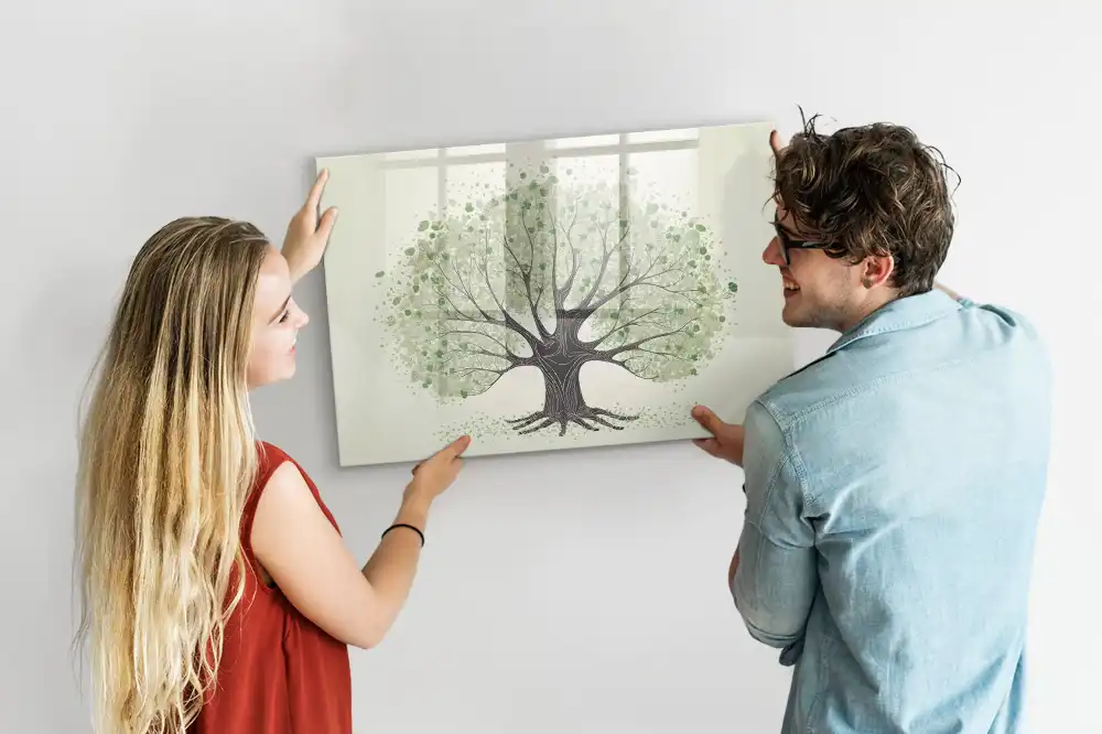 Tableau magnétique à dessiner motif arbre vert