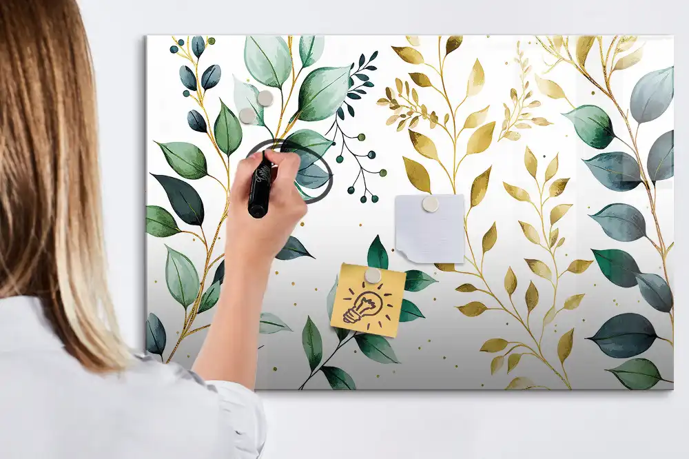 Tableau magnétique pour écriture motif feuille de plante