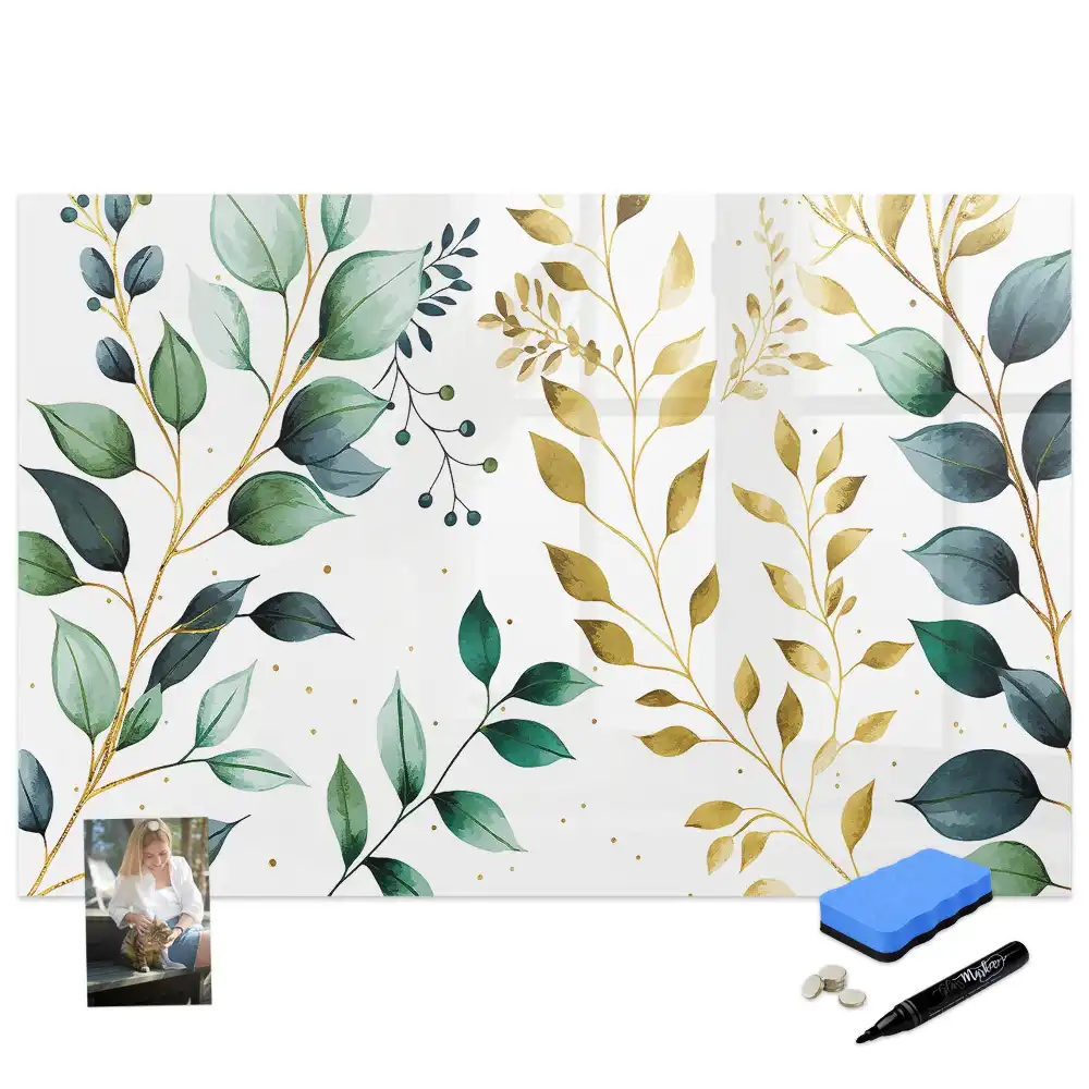 Tableau magnétique pour écriture motif feuille de plante