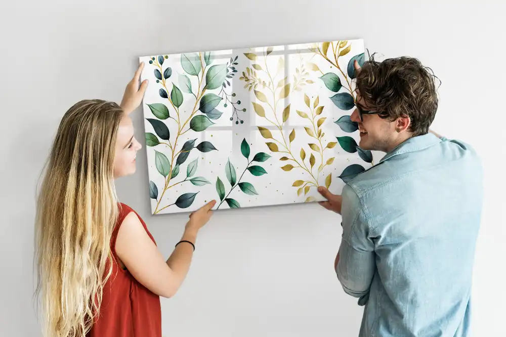 Tableau magnétique pour écriture motif feuille de plante