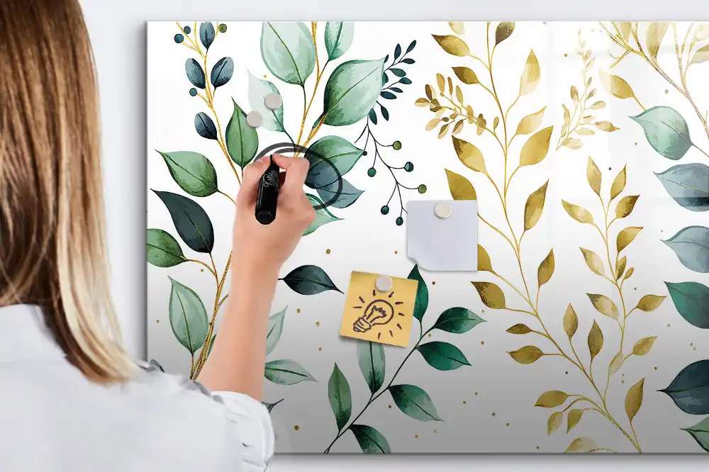 Tableau magnétique pour écriture motif feuille de plante